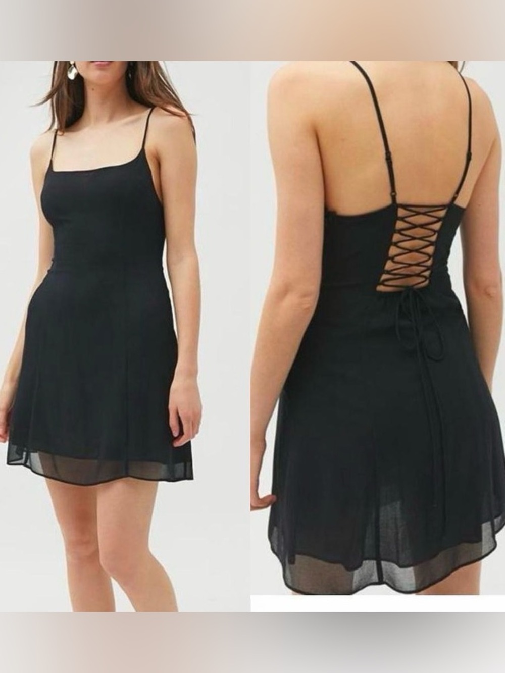 Urban Outfitters Black Lace-Up Back Mini Dress, size XS